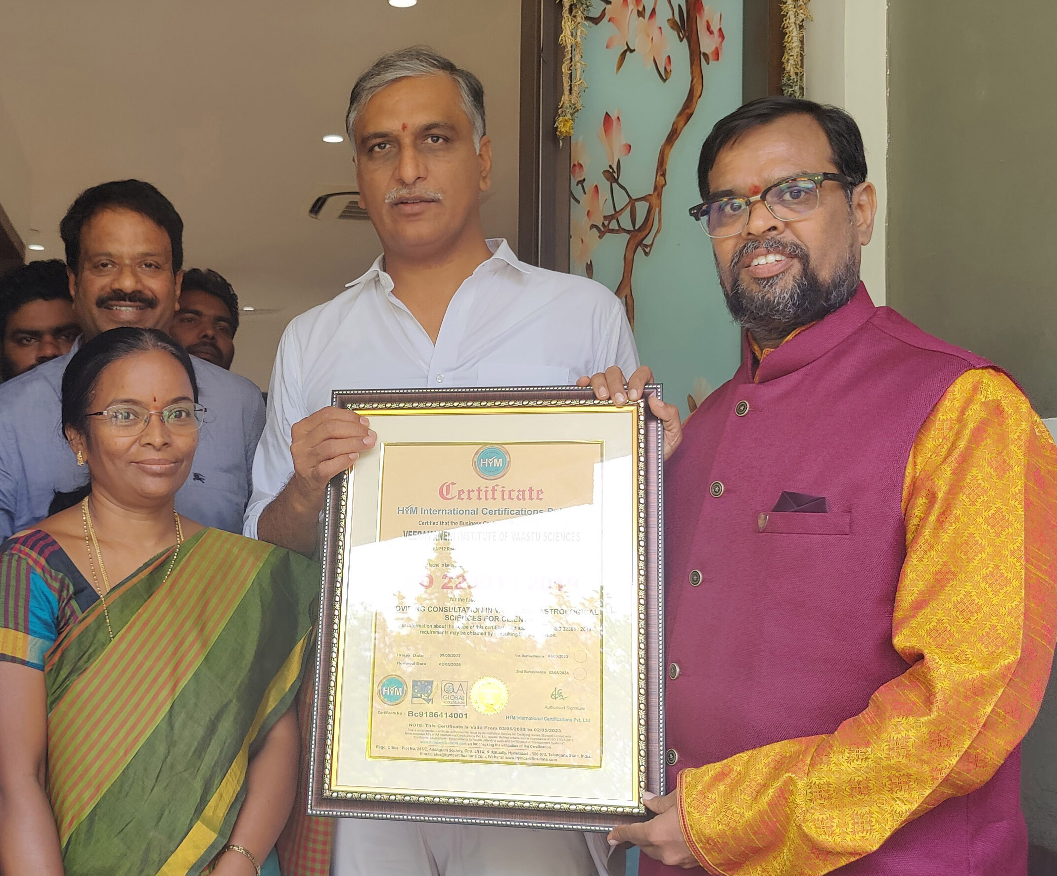 Prominent Vaastu exponent, Dr Veeramaneni, becomes the World’s first Vastu & Astrology consultant   to be conferred the prestigious ISO 22301:2019 & 10002:2018 certificates!